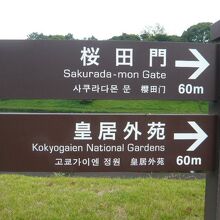 皇居外苑と皇居のご門を案内する標識です。広い広場の案内板です