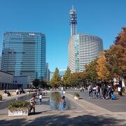 休館している横浜美術館前　グランモール公園　美術の広場を散歩