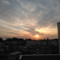 屋上展望台からの夕陽