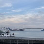 釜山港フェリーターミナルからきれいに見えた