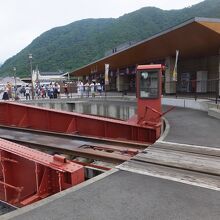 SLが乗ると少し下がるのを観察しましょう。