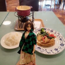 チーズフォンデュ　野菜プレートとライス追加