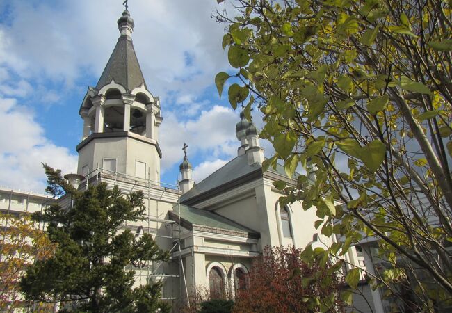 市街地に突如として現れるロシア風ビザンツ様式の教会の建物