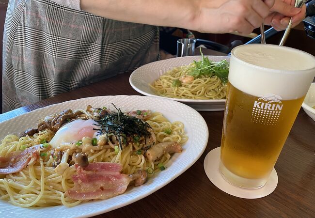 光が丘駅:もちもちパスタとビール