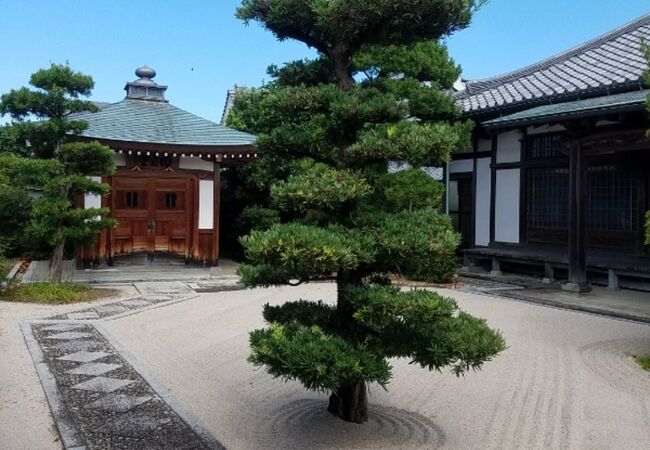 真っ白な石庭風の庭園が広がる