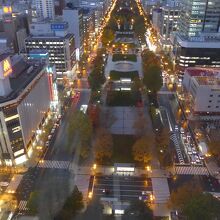 4方向の景色　西方面の夜景景色　大通公園