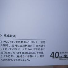 ポストカード裏側の馬車鉄道解説の様子