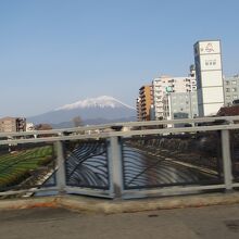 高い位置にふくろう（猫？）看板