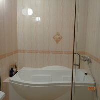 ガラス張りの浴室