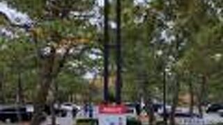 海の公園の街灯がLED化とともに支柱もリニューアル