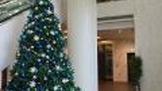 青い飾りの付いたクリスマスツリーが綺麗でした