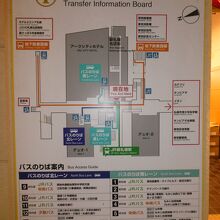 ３店舗の公共交通のりば案内