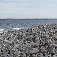 灯台周辺の海岸は石ころが一杯で、歩きずらい