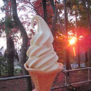 ケーブルカーを降りて、すっきり味の茨城りんごソフトクリーム