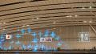 体育館のロングサイド側席は、端でも観やすい印象