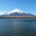 山中湖から富士山が見えた。