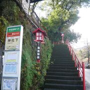 つたや旅館ゲストハウス前の箱根神社へ