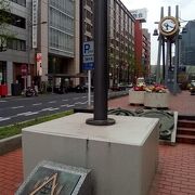 東京駅東の八重洲口から真っ直ぐ出ている主要道路にある