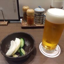 ビールとお新香