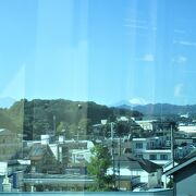 京王電鉄高尾線の駅で、北野駅寄りを走行中に富士山が見えます。