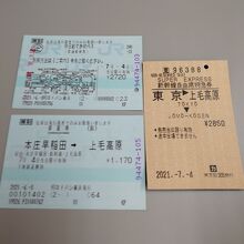 新幹線で使用した切符