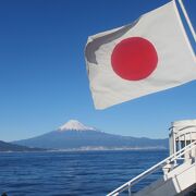 富士山を見るなら、清水港クルーズに比べて料金高いが、ダイナミックな富士を満喫できる