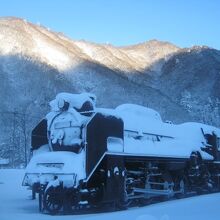 こちらでは冬籠りのSLにシート被せないんだ…(;´Д｀)。