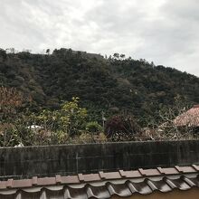 庭先より津和野城跡を望む