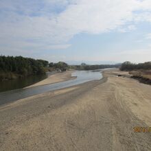 橋から得る木津川の河原。　