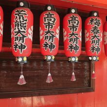 祭神の名を記した提灯