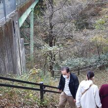 …その橋の脇からは、さらに秋保大滝の滝壺へ通じる歩道が。