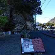 陸続きになっている下田港内の島