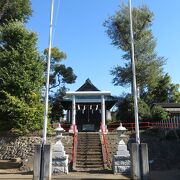 川から高いところに位置する神社