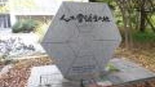 ファカルティハウス[エンレイソウ]前の庭に立っています