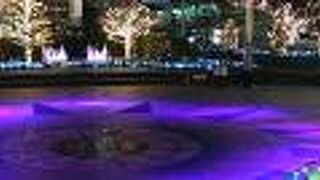 冬の夜、広場はライトアップされ綺麗でした