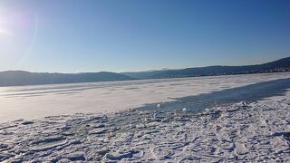 全面凍結した諏訪湖