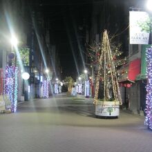 電飾が美しく輝く通りの様子