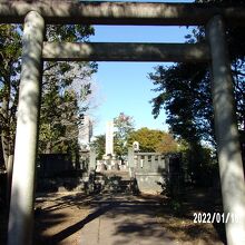 奥に墓石があります。