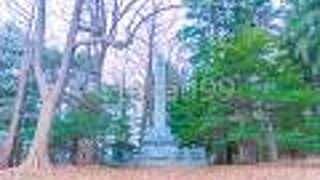 細く長い立派な石塔の慰霊碑です