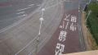 雪の降る中、路面電車や路線バスが駆け抜けていました