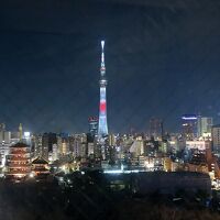 スカイツリーにライトアップされた浅草寺、夜景も楽しめました