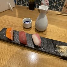 日高見とまぐろ、サーモン、はまち