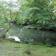 【文殊の池】樹々に囲まれていて静かな池