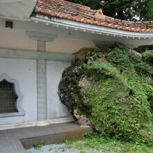 この大きな岩が食い込んでます！