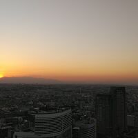 夕日に富士山からランドマークタワー