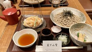 粗挽き平打ち蕎麦と春野菜1,600円