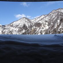 美術館の外の階段入口を中から撮影。雪で通れません。