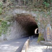 中津の景勝地の競秀峰に掘られているトンネルの青の洞門