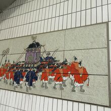 天神祭絵巻を模写した絵陶板