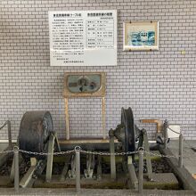 構内に残るケーブルカーの一部